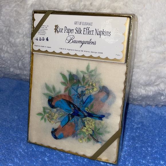 Baumgarten’s Other - Vintage 1970’s Baumgarten’s Rice Paper Silk Cocktail Napkins.  Qty. (36).